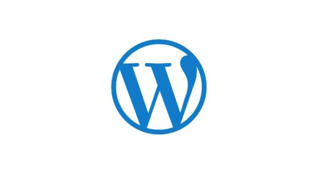 A blue and white WordPress logo centered on a black background.